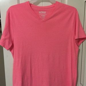 Men's Hot Pink V-Neck T-Shirt